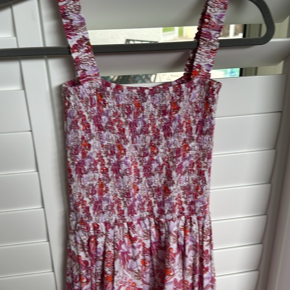 Lusana Pink Floral Cotton Midi Dress Size Medium 4-6 - Picture 6 of 8